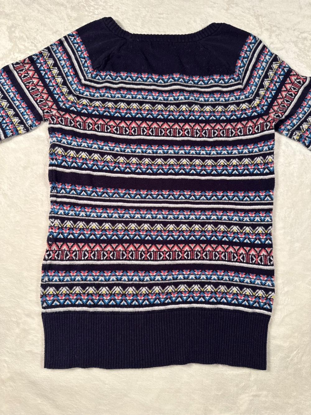 Merona Navy Fair Isle Crewneck Sweater with Multicolor Stripes
